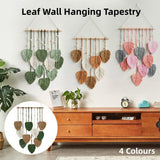 Handmade Braided Cotton Rope Leaves Wall Hanging Home Decoration Ornament - Khaki