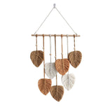 Handmade Braided Cotton Rope Leaves Wall Hanging Home Decoration Ornament - Khaki - Low Angle
