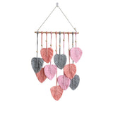 Handmade Braided Cotton Rope Leaves Wall Hanging Home Decoration Ornament - Pink - Rear View