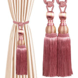 1pair Curtain Tiebacks Hanging Balls Tassel Rope Decorative Curtain Holders - Dark Coffee - Extra Image