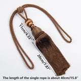 1pair Curtain Tiebacks Hanging Balls Tassel Rope Decorative Curtain Holders - Dark Coffee - Side View