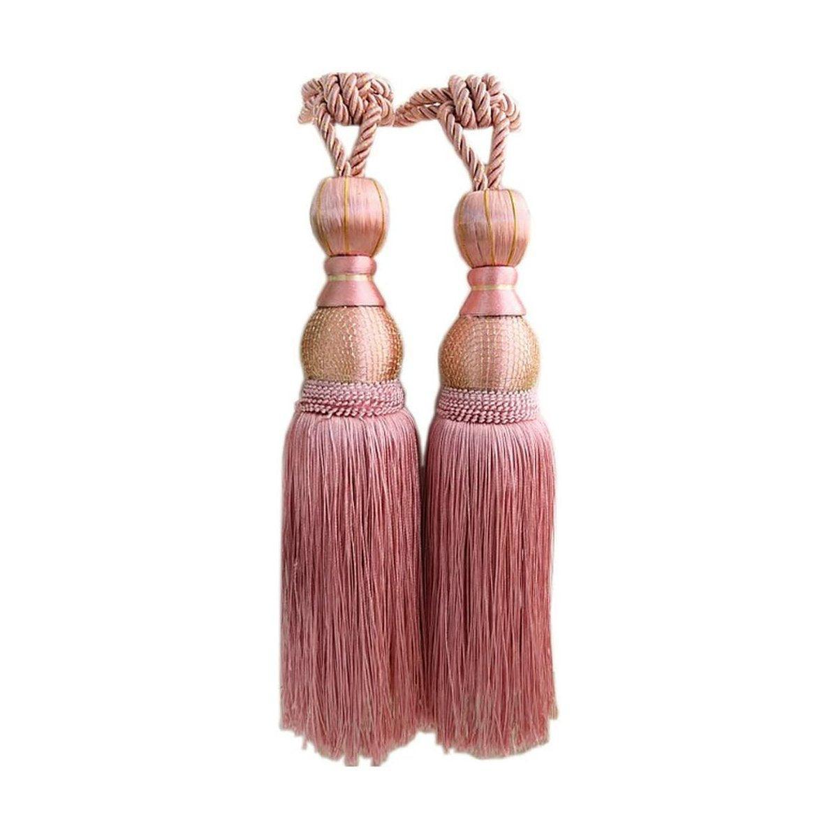 1pair Curtain Tiebacks Hanging Balls Tassel Rope Decorative Curtain Holders - Dark Coffee