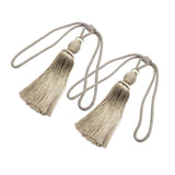 1pair Curtain Tiebacks Hanging Balls Tassel Rope Decorative Curtain Holders - Dark Coffee - Low Angle