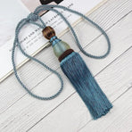1pair Curtain Tiebacks Hanging Balls Tassel Rope Decorative Curtain Holders - Grey
