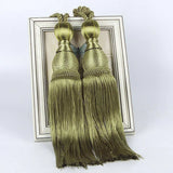 1pair Curtain Tiebacks Hanging Balls Tassel Rope Decorative Curtain Holders - Grey - Extra Image