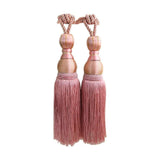 1pair Curtain Tiebacks Hanging Balls Tassel Rope Decorative Curtain Holders - Grey - Close-Up Angle