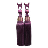 1pair Curtain Tiebacks Hanging Balls Tassel Rope Decorative Curtain Holders - Purple