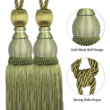 1pair Curtain Tiebacks Hanging Balls Tassel Rope Decorative Curtain Holders - Purple