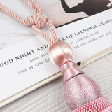 1pair Curtain Tiebacks Hanging Balls Tassel Rope Decorative Curtain Holders - Purple - Top-Down View