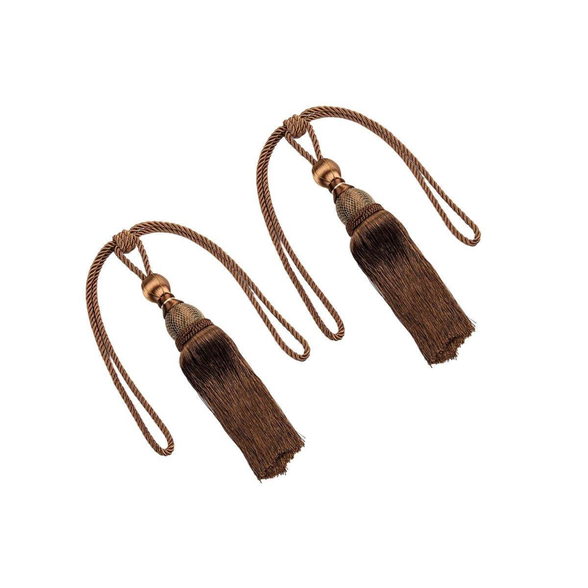 1pair Curtain Tiebacks Hanging Balls Tassel Rope Decorative Curtain Holders - Purple