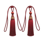 1pair Curtain Tiebacks Hanging Balls Tassel Rope Decorative Curtain Holders - Purplish Red