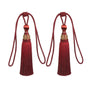 1pair Curtain Tiebacks Hanging Balls Tassel Rope Decorative Curtain Holders - Purplish Red