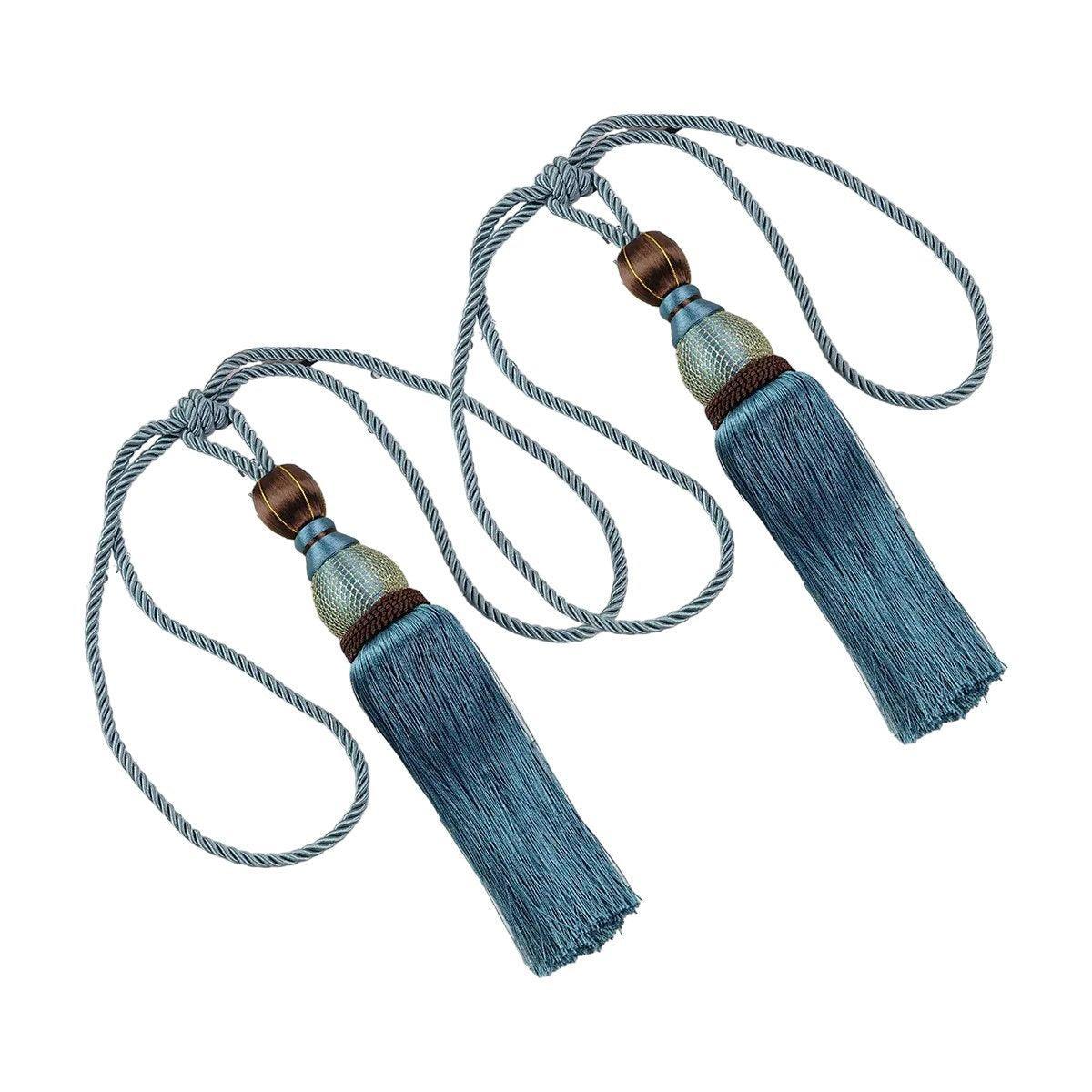 1pair Curtain Tiebacks Hanging Balls Tassel Rope Decorative Curtain Holders - Purplish Red