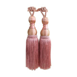 1pair Curtain Tiebacks Hanging Balls Tassel Rope Decorative Curtain Holders - Mauve Pink