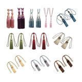 1pair Curtain Tiebacks Hanging Balls Tassel Rope Decorative Curtain Holders - Mauve Pink - Side View
