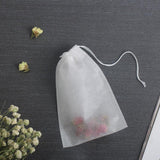 50PCS Empty Tea Filter Bags Drawstring Disposable Herb Spice Soup Pouches - 5x7cm - Side View