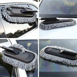 Car Wash Duster Brush Microfiber Telescopic Cleaning Tool for Vehicle Detailing - Top-Down View