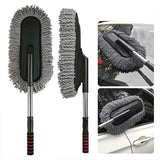 Car Wash Duster Brush Microfiber Telescopic Cleaning Tool for Vehicle Detailing - Low Angle