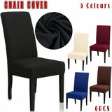 6X Stretch Chair Cover Seat Covers Spandex Washable Banquet Wedding Party Decora - Black - Front View