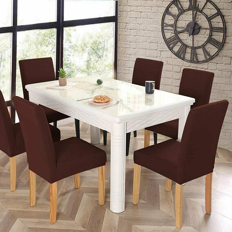 6X Stretch Chair Cover Seat Covers Spandex Washable Banquet Wedding Party Decora - Brown