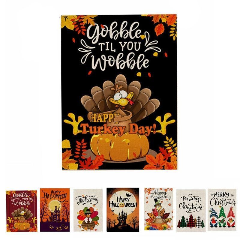 Christmas Halloween Garden Flag House Yard Decorative Double Sided Outdoor - Thanksgiving1
