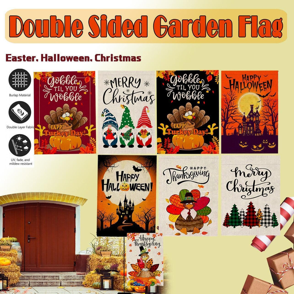 Christmas Halloween Garden Flag House Yard Decorative Double Sided Outdoor - Turkey5