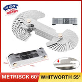 52 Blades Screw Gauge Thread Pitch Gage 60�� Metric 55�� Whit Worth Lock Up Device