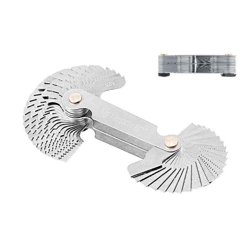 52 Blades Screw Gauge Thread Pitch Gage 60�� Metric 55�� Whit Worth Lock Up Device