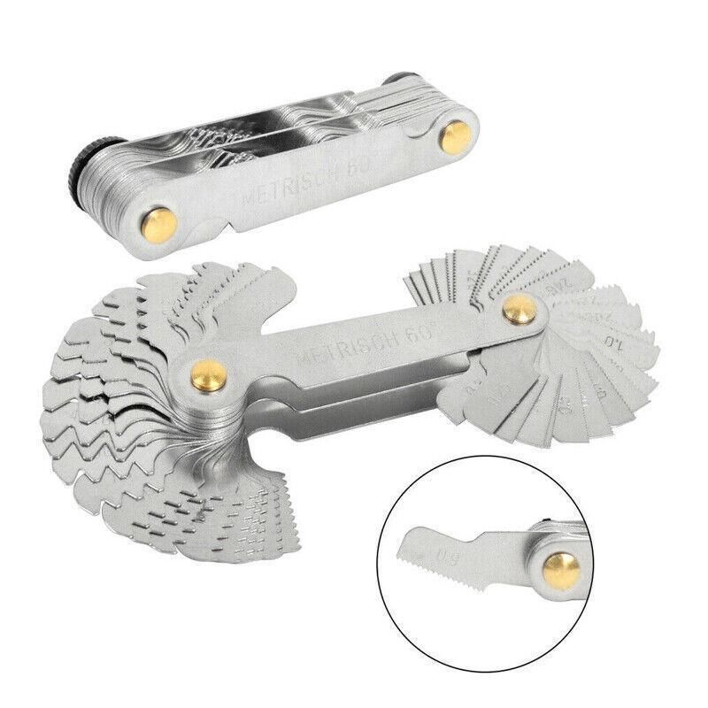 52 Blades Screw Gauge Thread Pitch Gage 60�� Metric 55�� Whit Worth Lock Up Device