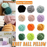 Three-Strand Braided Round Pillow Sofa Cushion Decorative Pillow for Living Room - Dark Grey - Front View