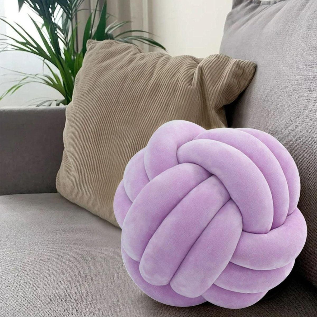 Three-Strand Braided Round Pillow Sofa Cushion Decorative Pillow for Living Room - Cream White