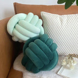 Three-Strand Braided Round Pillow Sofa Cushion Decorative Pillow for Living Room - Cream White - 45-Degree Angle