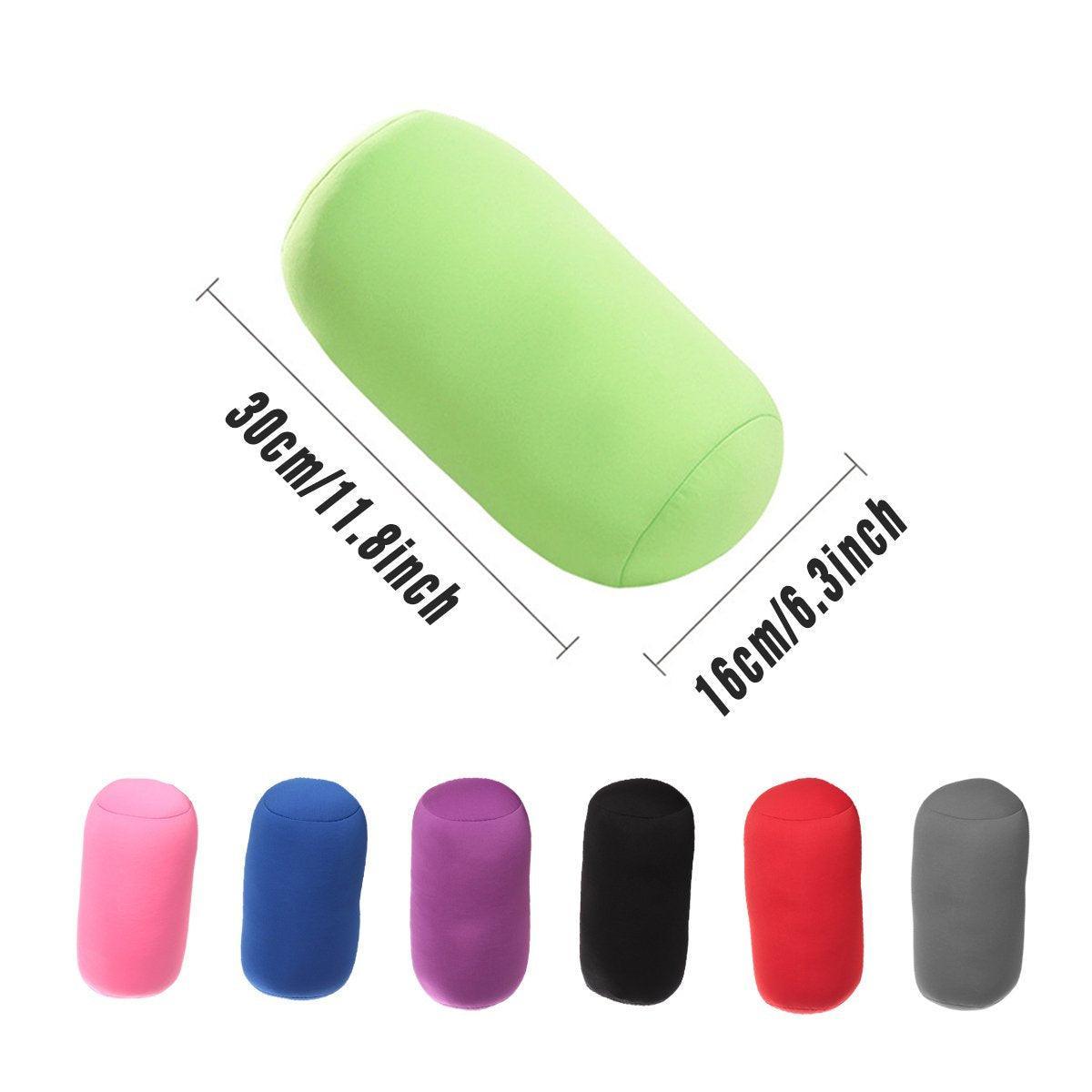 Solid Color Cylindrical Foam Particle Pillow Multi-Functional Neck Waist Support - Black