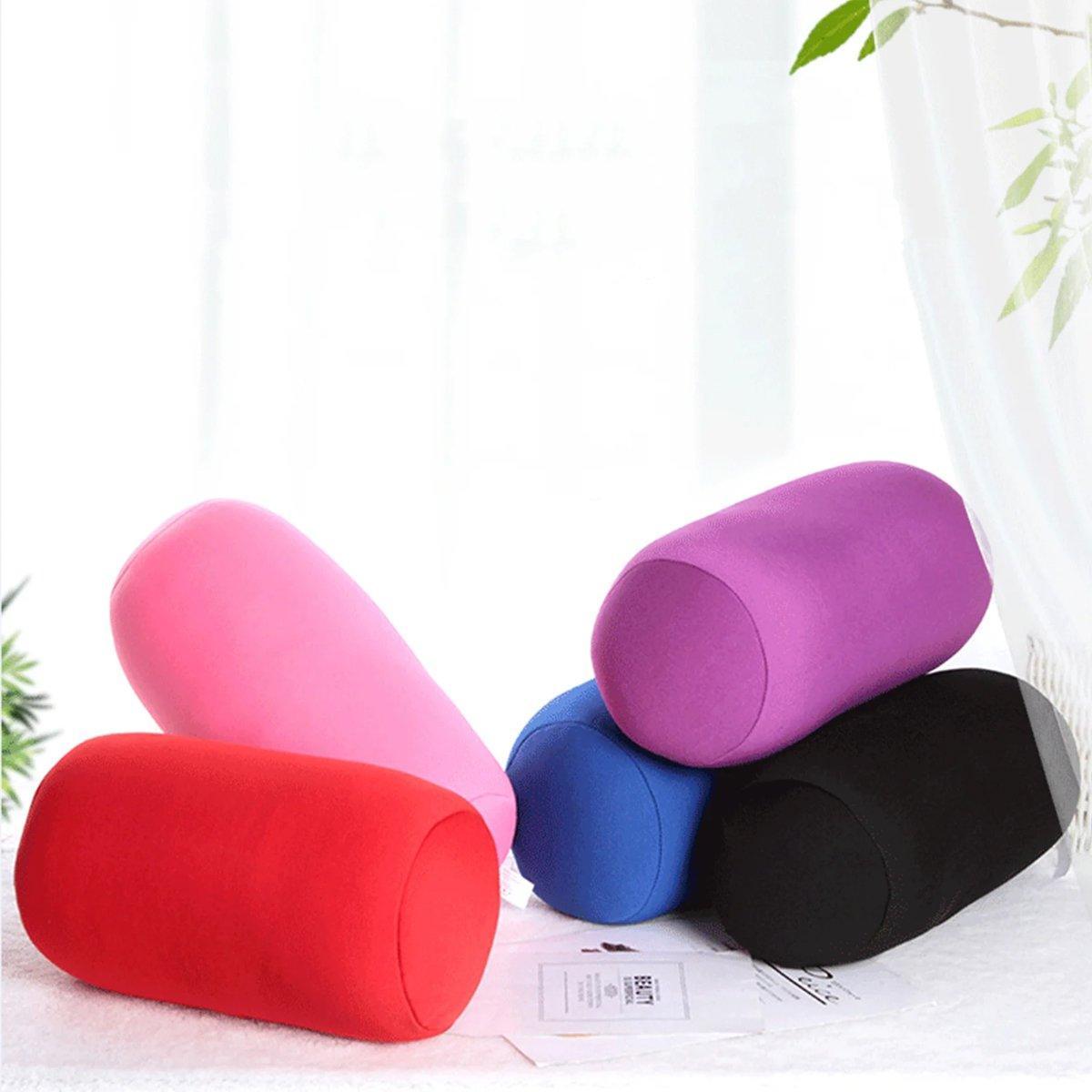 Solid Color Cylindrical Foam Particle Pillow Multi-Functional Neck Waist Support - Purple