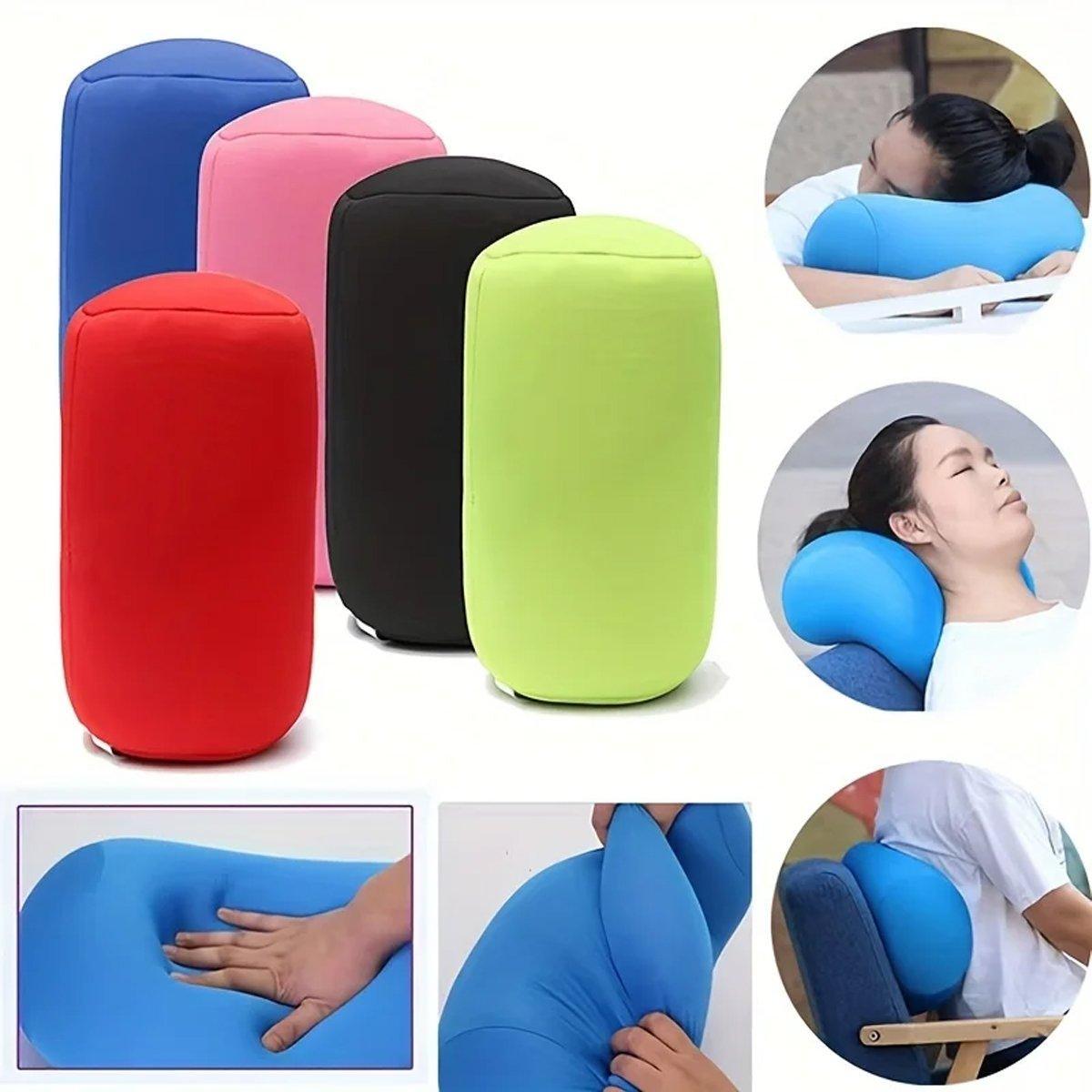 Solid Color Cylindrical Foam Particle Pillow Multi-Functional Neck Waist Support - Purple