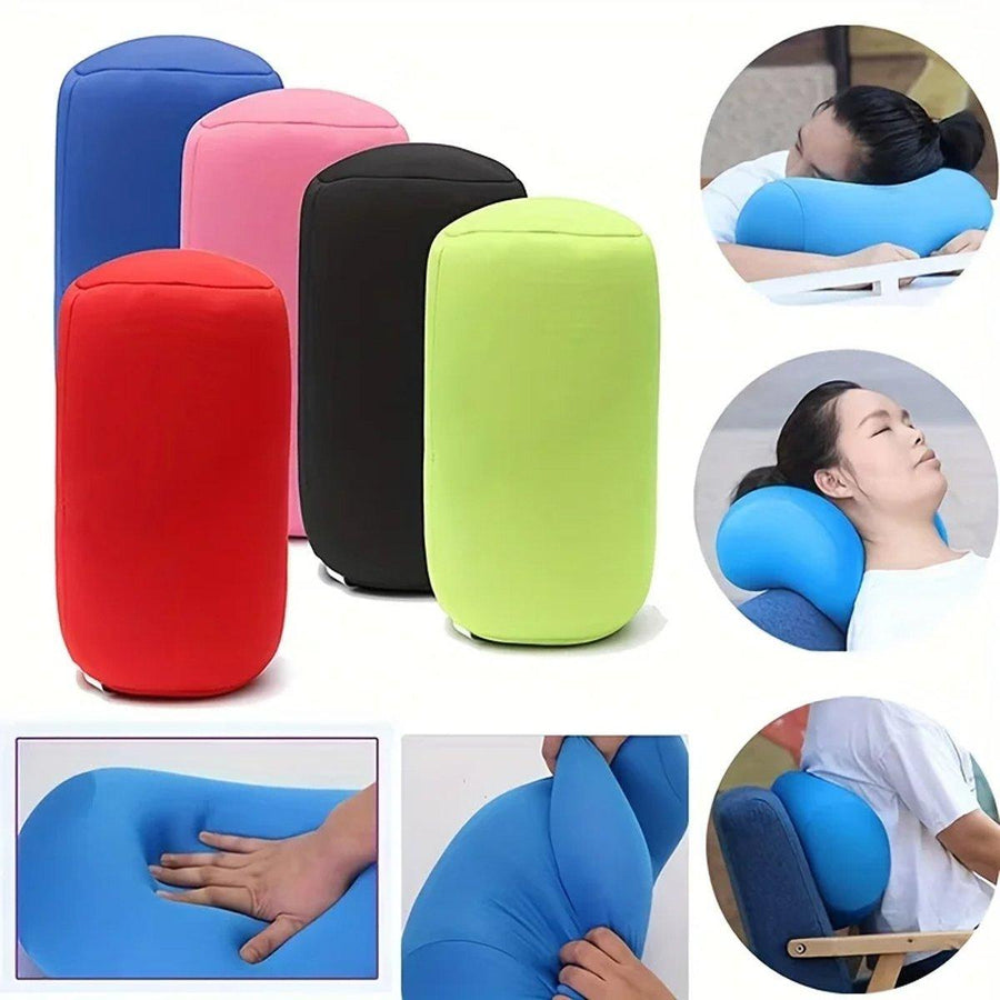Solid Color Cylindrical Foam Particle Pillow Multi-Functional Neck Waist Support - Purple