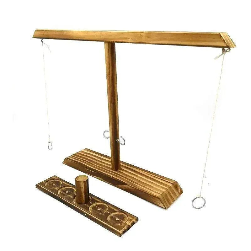 Wooden Hook And Ring Toss Game With Shot Ladder Table Toy Party Indoor/Outdoor