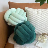 Three-Strand Braided Round Pillow Sofa Cushion Decorative Pillow for Living Room - Light Khaki - Rear View