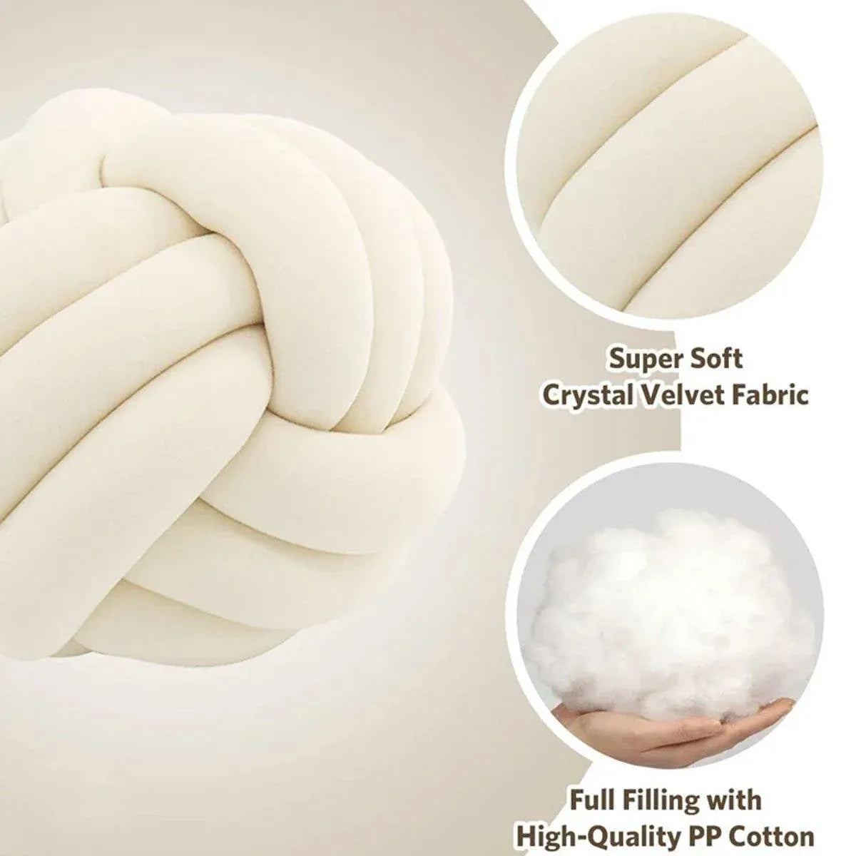 Three-Strand Braided Round Pillow Sofa Cushion Decorative Pillow for Living Room - Light Khaki