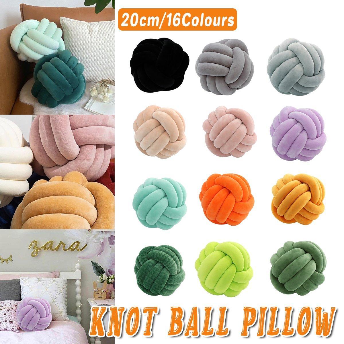 Three-Strand Braided Round Pillow Sofa Cushion Decorative Pillow for Living Room - Light Khaki