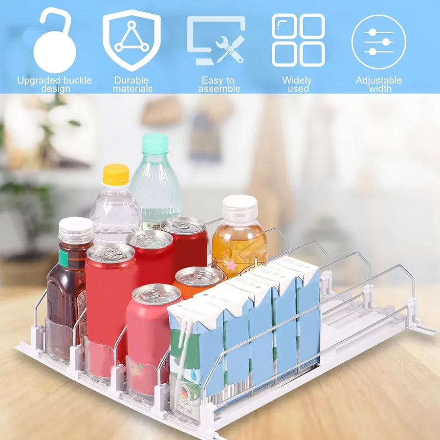 4pcs Automatic Beverage Pusher E Shape Shelf Organizer Supermarket Bottle Rack