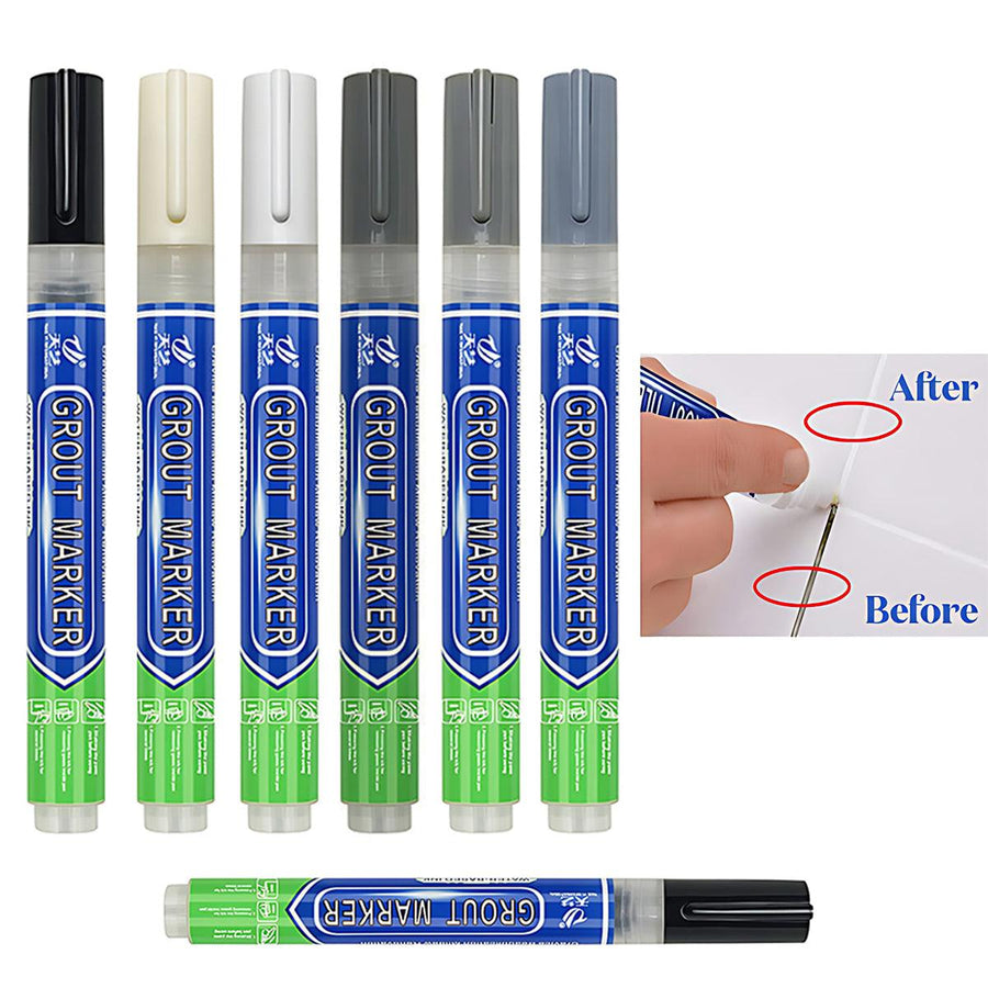 6Colours Tile Repair Pen Styling Wall Gap Grout Refresher Marker Bathroom - Grey