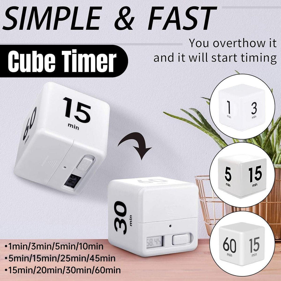 Cubic Timer for Students Time Management Study Exercise Reminder Tool Adjustable - 25-5-45-15