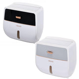 Wall-Mounted Toilet Tissue Paper Roll Holder Storage Box No punching Waterproof - Grey