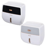 Wall-Mounted Toilet Tissue Paper Roll Holder Storage Box No punching Waterproof - Grey - Front View