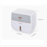 Wall-Mounted Toilet Tissue Paper Roll Holder Storage Box No punching Waterproof - Grey - Side View
