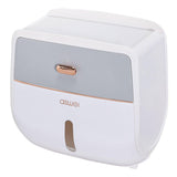 Wall-Mounted Toilet Tissue Paper Roll Holder Storage Box No punching Waterproof - Grey