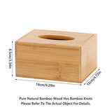 Bamboo Tissue Box Wooden Cover Dispenser Holder Storage Case for Home and Office - Side View