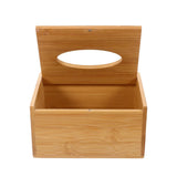 Bamboo Tissue Box Wooden Cover Dispenser Holder Storage Case for Home and Office - Rear View