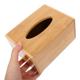 Bamboo Tissue Box Wooden Cover Dispenser Holder Storage Case for Home and Office - Close-Up Angle